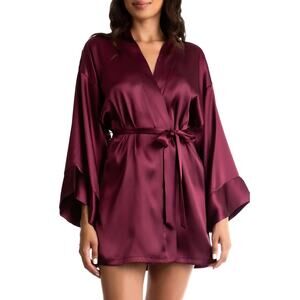 New ~ IN BLOOM BY JONQUIL ~  Lavender Hill Satin Wrap Robe Size M-L